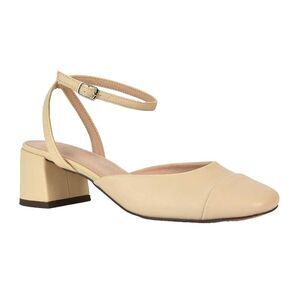 XY London Womens/Ladies Mavis Ankle Strap Medium Block Heel Court Shoes / Nude